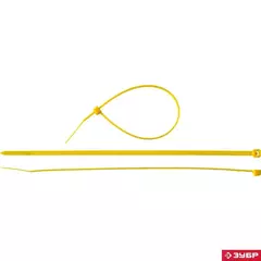 ЗУБР КС-Ж1, 3.6 x 200 мм, нейлон РА66, 100 шт, желтые, кабельные стяжки, Профессионал (309050-36-200)