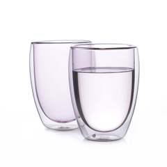 Стеклянные стаканы с двойными стенками розового цвета 2 штуки, 350 мл