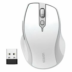 UGREEN MU101 15805 Ergonomic Contoured-Shape Design Wireless Mouse 2.4 GHz&BT, White Gray