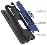 Противоударный чехол Strong Armour Case с кольцом для Samsung Galaxy S23 Plus (Синий)