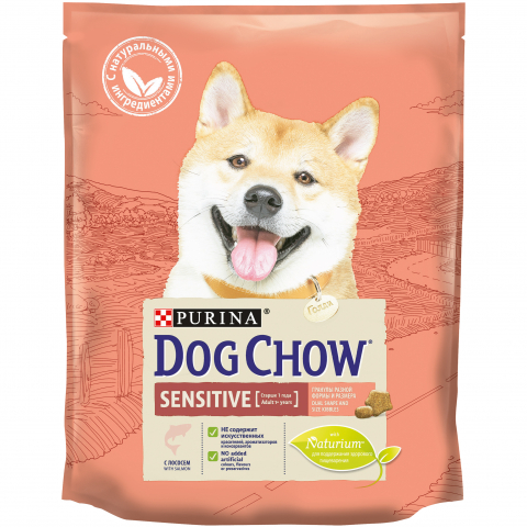 14кг PURINA DOG CHOW Сухой корм для взрослых собак с чувствительным пищеварением с лососем Sensitive