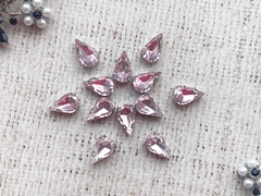 Стразы пришивные стекло в оправе, р. 1,3*0,9 см, светло-розовый