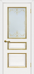 Дверь Мурано-2 / Цвет белый, патина золото / Сатинат, контурный полимер золото / Двери МАРИАМ