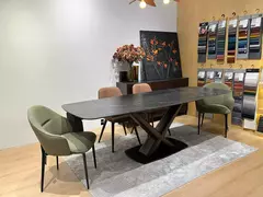 Стол BLANCO 160 MATT BLACK MARBLE SOLID CERAMIC / Орех, DISAUR