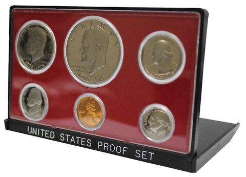 Годовой набор монет США 1976 год в футляре (1, 5, 10, 25, 50 центов; 1 доллар) (6 монет)