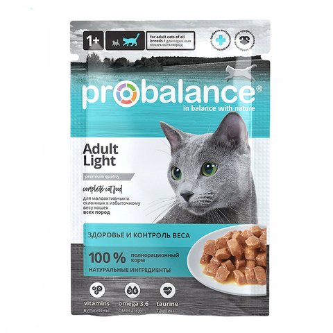Влажный корм ProBalance Light для малоактивных кошек 85 г (Пробаланс Лайт)