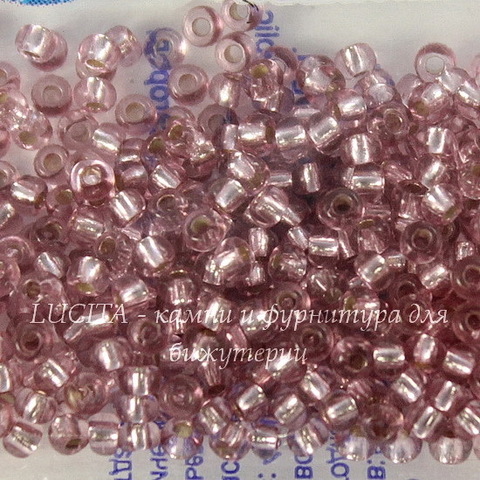 78195 Бисер 10/0 Preciosa Кристалл Соль-Гель бруснично-розовый с серебряным центром