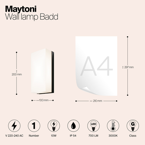 Уличный настенный светодиодный светильник Maytoni Badd O454WL-L10GF3K