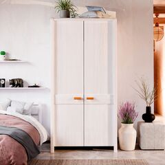 Шкаф 2 двери Мадейра 104х59х211 см из массива сосны, с полками и штангой