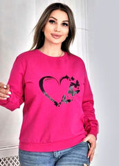 Толстовка женская фиолетовая "Сердце и бабочки", размер 48-56