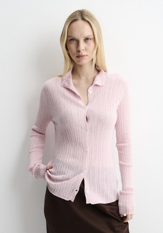 Джемпер с воротом-стойкой розовый