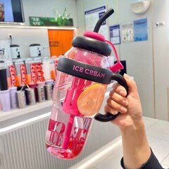 Бутылка с трубочкой 1300мл (чёрно-розовая)