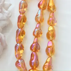 Бусины стеклянные, янтарный с переливами, фриформ 22*13 мм, 1 бусина, МК043