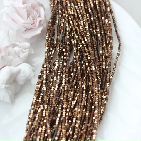 Гематин гематит, кубик усеченый, 2 мм, шоколад, 1 нить, ГМ101