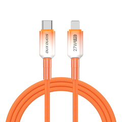 Кабель для быстрой зарядки 27W в тканевой оранжевой оплетке длина 100см (1м) с разъемом Type C на Lightning, серия WLCM Series от Dux Ducis