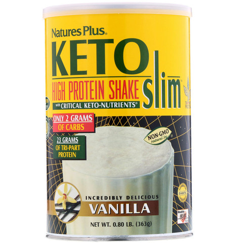 Nature's Plus, Keto Slim, высокопротеиновый коктейль, ваниль, 363 г (0,80 фунта)