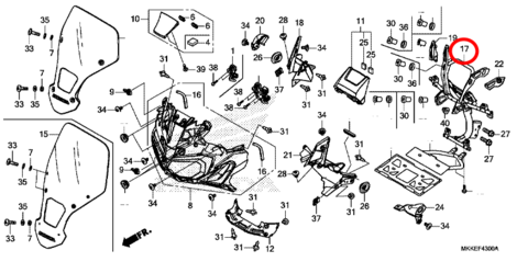 Honda Держатель переднего пластика паук CRF 1000 2018-2019 64501-MKK-D00