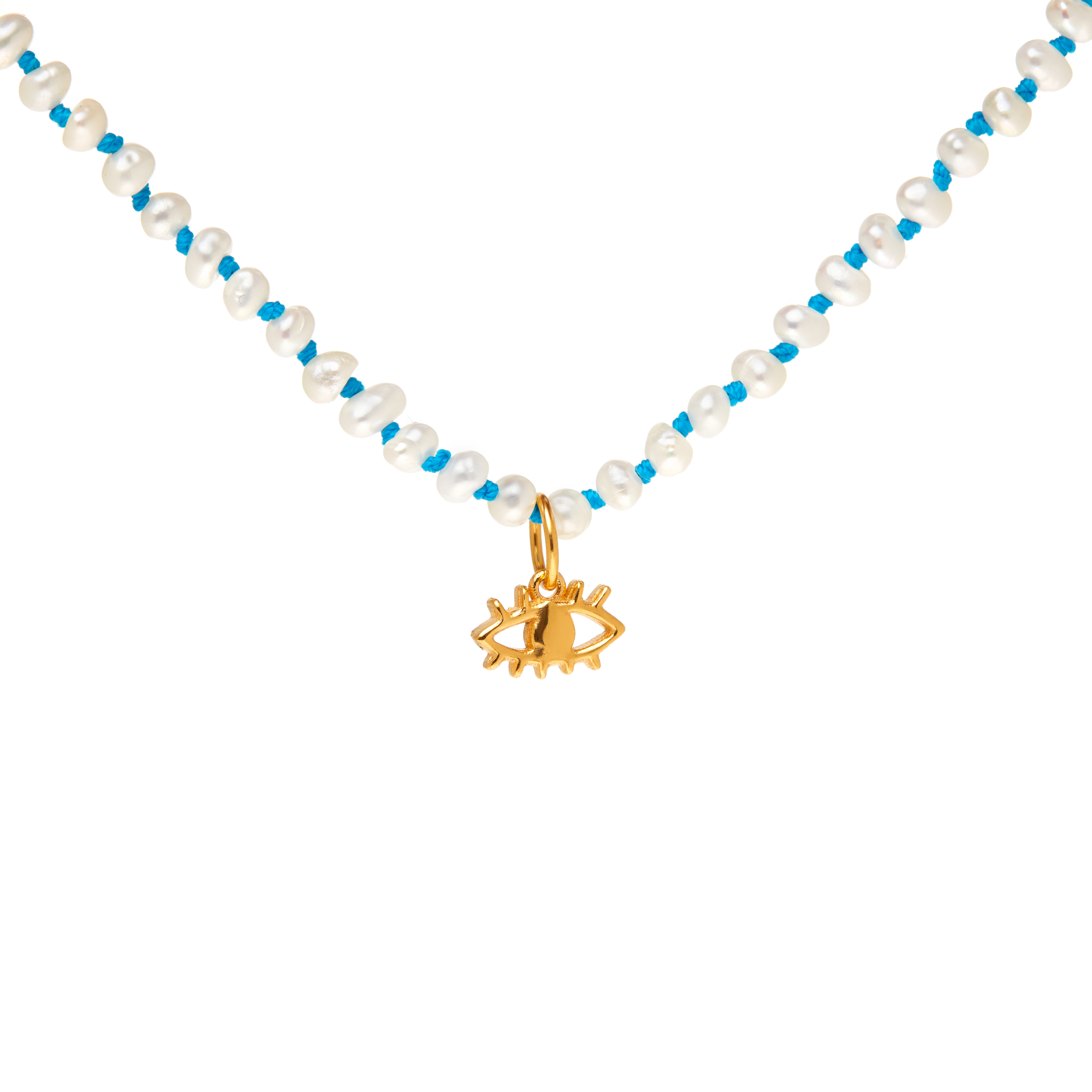 HERMINA ATHENS Колье Wizard of Pearls Knotted Eye Necklace – Blue