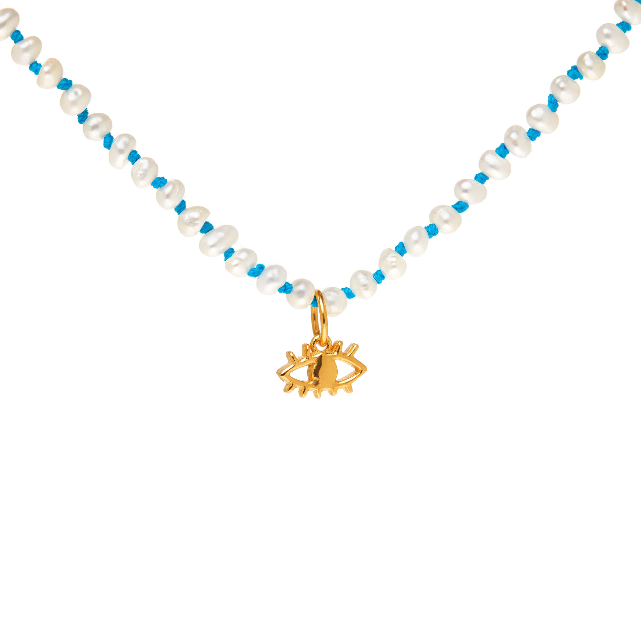 HERMINA ATHENS Колье Wizard of Pearls Knotted Eye Necklace – Blue hermina athens колье holly blue eye large vilma pearl necklace