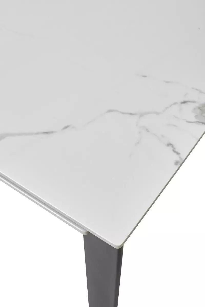 Стол CORNER 120 GLOSS STATUARIO WHITE SOLID CERAMIC / BLACK, DISAUR