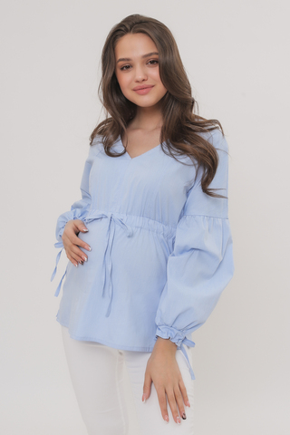 Блузка для беременных 15829 голубой меланж