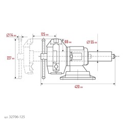 KRAFTOOL 3D Multi-Purpose, 125 мм, Чугунные слесарные тиски (32706-125)
