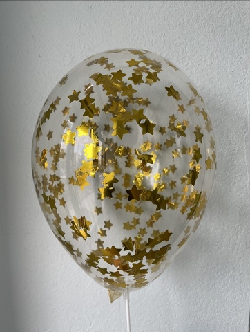 Шар с конфетти, золото звезды 12"
