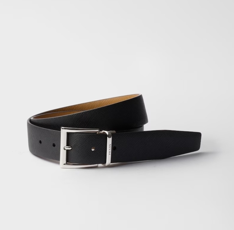 Двухсторонний ремень Prada чёрный/коричневый