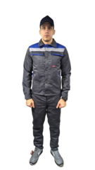 Костюм "Nerss-Логан": куртка, п/к серый с васильковым СОП 50мм