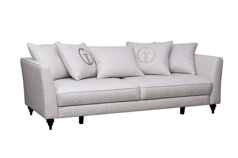 Диван трехместный Garda Decor Sorrento светло-бежевая рогожка с кантом механизм пума