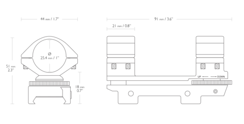 Кронштейн Hawke Adjustable на 26мм на планку Weaver, высокий, +/-30 MOA