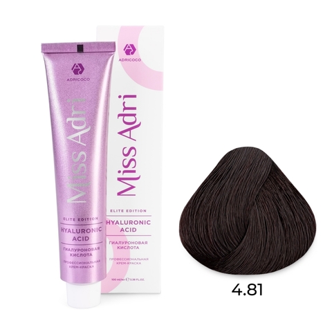 Крем-краска для волос Miss Adri Elite Edition, оттенок 4.81 Коричневый какао пепельный, ADRICOCO, 100 мл