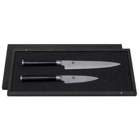 Набор кухонных ножей KAI Шан Классик 9 см и 15 см, 2 шт, дамасская сталь, 32 слоя