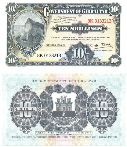 10 Шиллингов 2018 Гибралтар  UNC