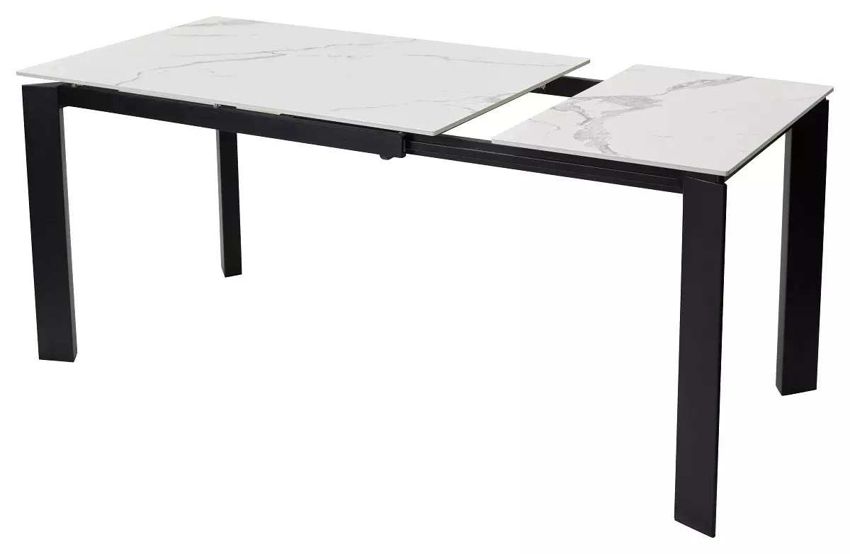Стол CORNER 120 GLOSS STATUARIO WHITE SOLID CERAMIC / BLACK, DISAUR