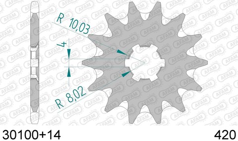 30100+14 звезда передняя (ведущая) стальная самоочищающаяся, 420, AFAM (JTF546.14)