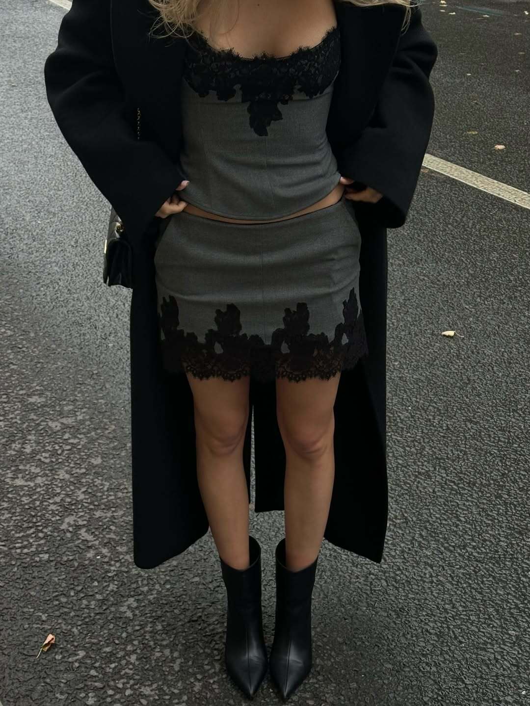 Топ из костюмной ткани серый, Серый