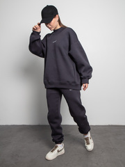 Брюки джоггеры женские графит с начесом
