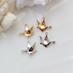 УЦЕНКА!!! Подвеска Птица голубь с фианитом 15*16 мм, родий, У084