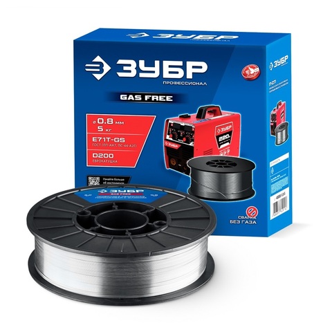 ЗУБР П-СП, d 0.8 мм, 5 кг, порошковая сварочная проволока (с флюсом), тип E71T-GS, Профессионал (40080-0.8-5)