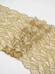 Эластичное кружево темно-бежевое со светло-серым ширина 22 см