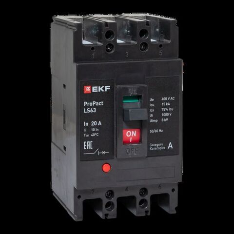 Выключатель автоматический в литом корпусе ProPact LS63 20А 3P 15кА EKF