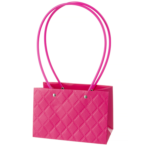 Сумка для цветов, Мастхэв, с тиснением, Фуксия, 18*12*10 см (Д*В*Ш), 1 шт.