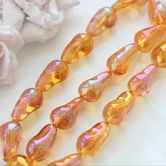 Бусины стеклянные, янтарный с переливами, фриформ 22*13 мм, 1 бусина, МК043