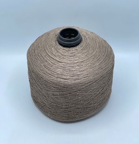 Бобинная пряжа, Linette Pailletes, 450м, 80% Лен, 20% Полиэстер(пайетка), Светлый,серо-коричневый+пайетка. 39397