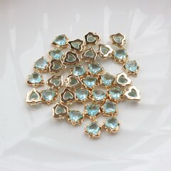 УЦЕНКА!!! Подвеска Сердце с фианитом 13*11 мм, голубой, позолота, У043