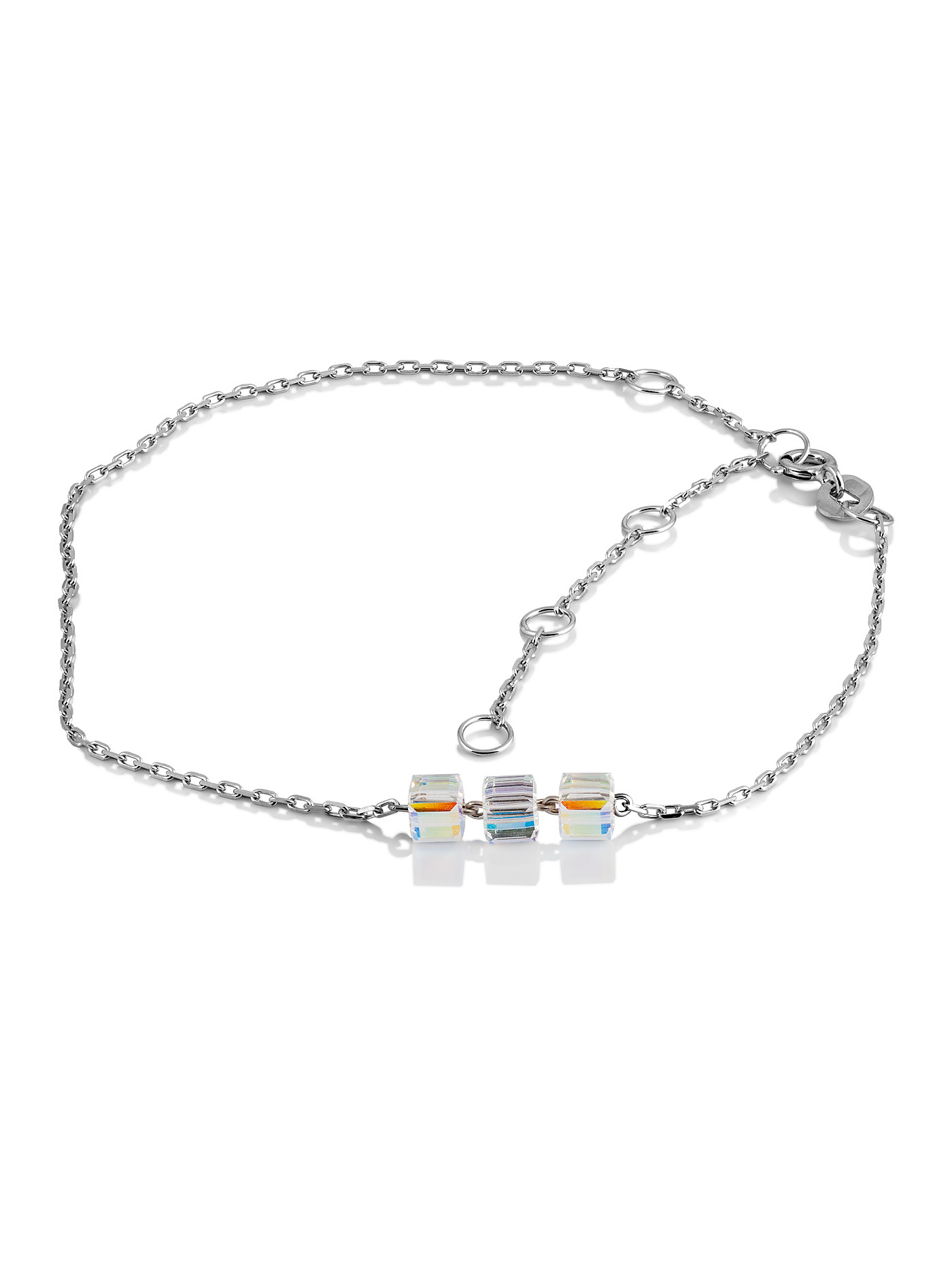 Серебряный браслет на ногу, анклет, с кристаллами Swarovski