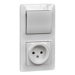 Schneider Electric Glossa Белый Блок: розетка и 1-клавишный выключатель IP20 скрытая установка GSL000160