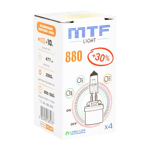 Галогеновые лампы MTF Light Standard+30% H27 881