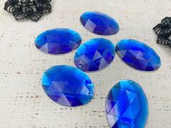 Стразы пришивные акрил, d 4х3 см, электрик